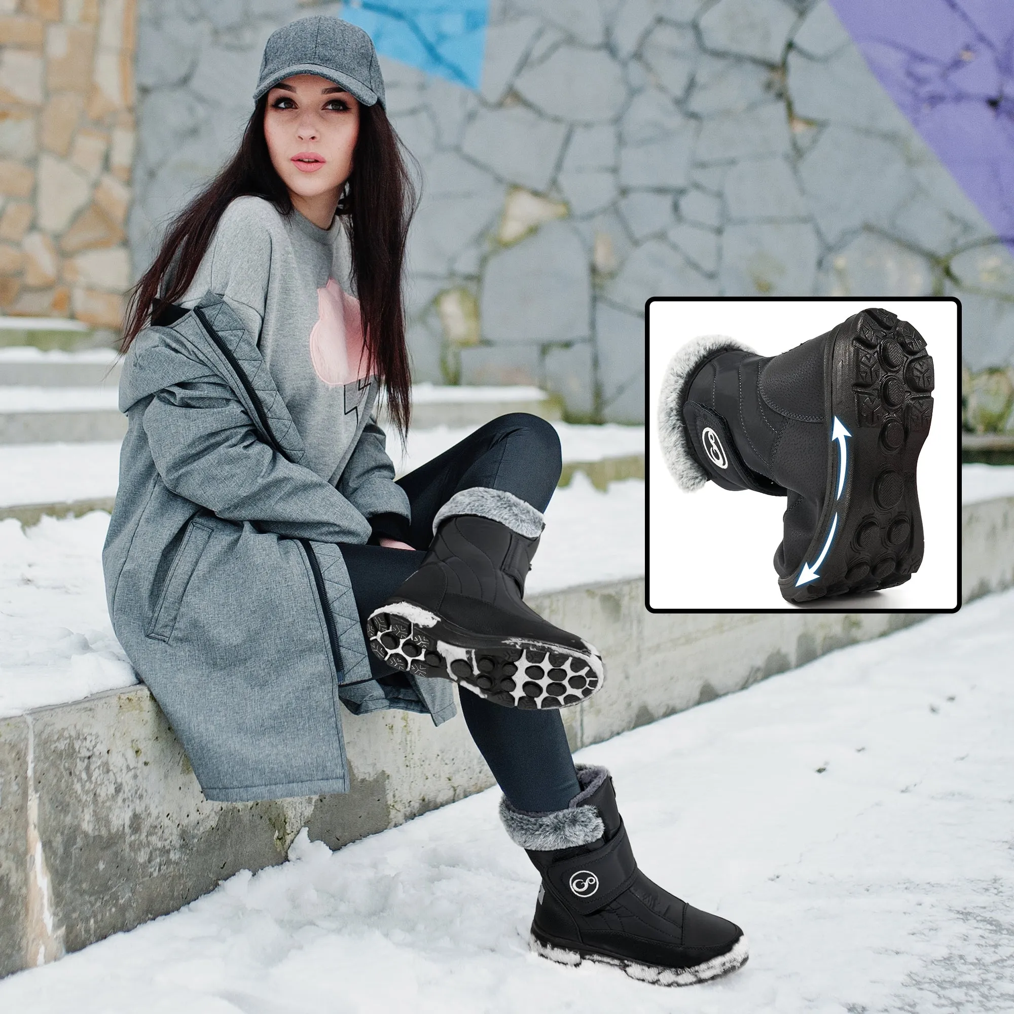 Women Snow Boots Winter Slip On Mid Calf Boots for Women Waterproof Comfortable Outdoor Shoes