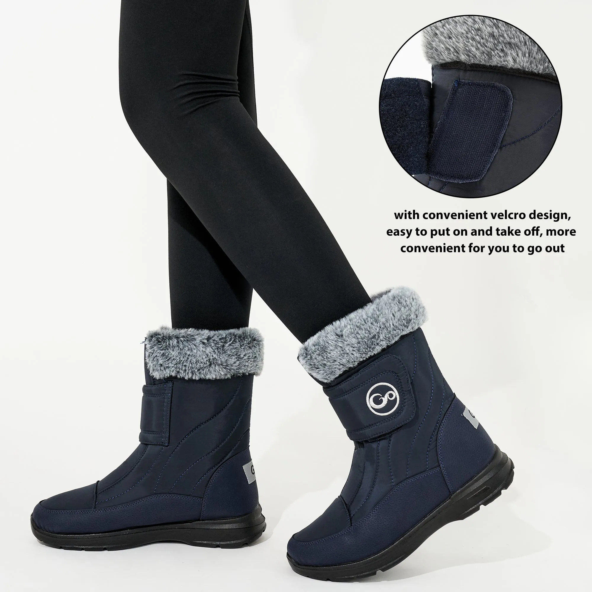 Women Snow Boots Winter Slip On Mid Calf Boots for Women Waterproof Comfortable Outdoor Shoes