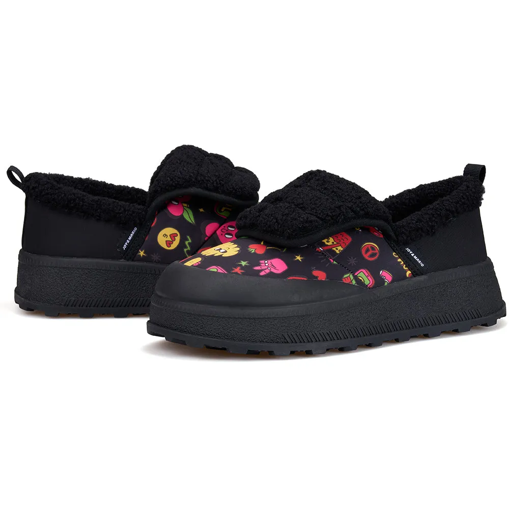 Women's Fur and Fabric Slip-on Winter Snow Boots-65927W
