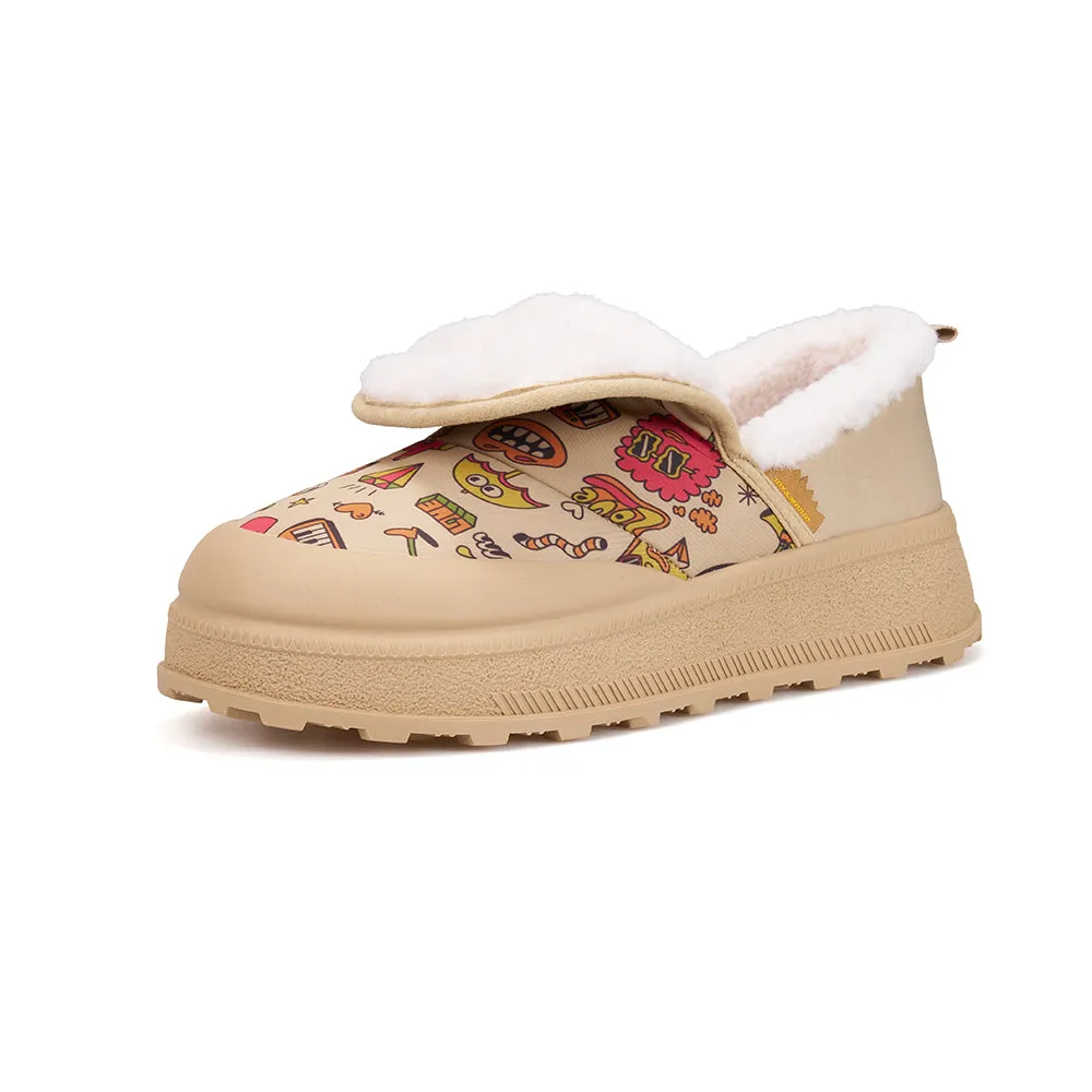 Women's Fur and Fabric Slip-on Winter Snow Boots-65927W
