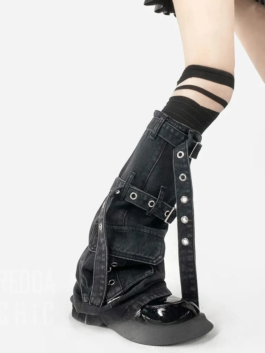 Y2K Grunge Cargo Pocket Leg Warmers