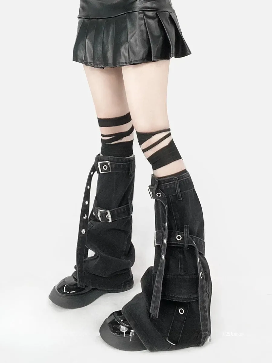 Y2K Grunge Cargo Pocket Leg Warmers