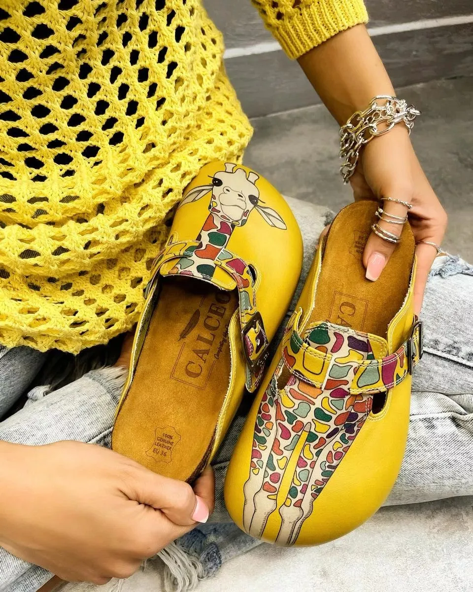 Yellow Giraffe Clogs - CAL3426