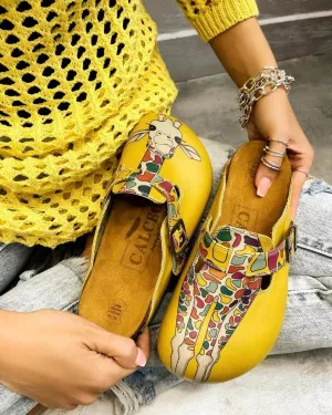 Yellow Giraffe Clogs - CAL3426