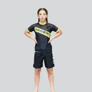 YOUTH RASH GUARD H/S BLK/YELLOW