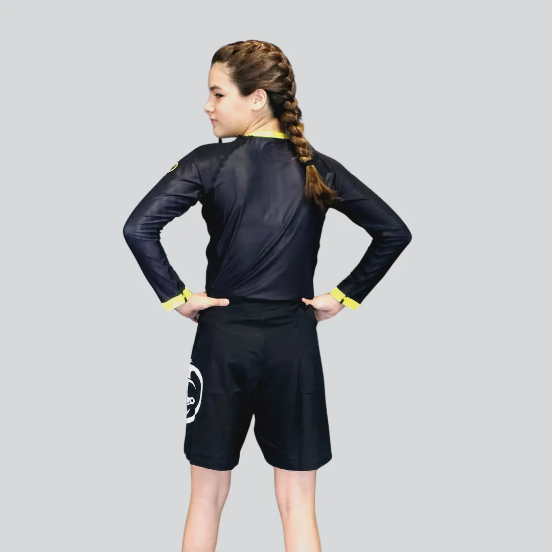 YOUTH RASH GUARD H/S BLK/YELLOW